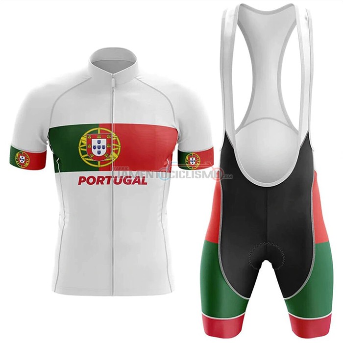 Abbigliamento Ciclismo Campione Portugal Manica Corta 2020 Bianco Verde Rosso